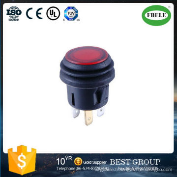 Interrupteur à bouton-poussoir Imperméable à l&#39;eau, Interrupteur étanche avec LED, Ouverture étanche 20 mm depuis le bouton-poussoir à réenclenchement autobloquant 6 A250V